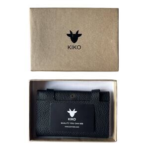 NEW KIKO MEN'S LEATHER Trifold Black WALLET Fast Shipping